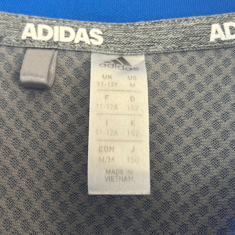 Adidas Kid Quarter Zip Pullover Long Sleeve Blue Oak Tree Logo Athletic M 11-12Y - Picture 3 of 10